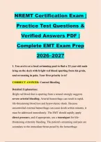 NREMT Certification Exam &vert; &NewLine;Practice Test Questions & &NewLine;Verified Answers PDF &vert; &NewLine;Complete EMT Exam Prep &NewLine;2026&ndash;2027 