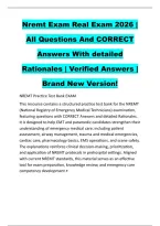 Nremt Exam Real Exam 2026 &vert; &NewLine;All Questions And CORRECT &NewLine;Answers With detailed &NewLine;Rationales &vert; Verified Answers &vert; &NewLine;Brand New Version&excl; 