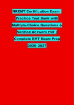 NREMT Certification Exam &vert; &NewLine;Practice Test Bank with &NewLine;Multiple-Choice Questions & &NewLine;Verified Answers PDF &vert; &NewLine;Complete EMT Exam Prep &NewLine;2026&ndash;2027 
