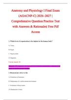 Anatomy Exam 2026-2027 QUESTIONS AND ANSWERS ALREADY GRADED A&plus;&period;&NewLine;100&percnt; Verified Solutions &vert; Updated Per Latest Guidelines &vert; Graded A&plus;