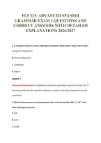 Fls 333&colon; Advanced Spanish&NewLine;Grammar Exam 3 Questions And&NewLine;Correct Answers With Detailed&NewLine;Explanations 2026&sol;2027