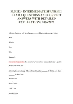 Fls 212 - Intermediate Spanish Ii&colon;&NewLine;Exam 1 Questions And Correct&NewLine;Answers With Detailed&NewLine;Explanations 2026&sol;2027
