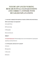 Nur 505 Advanced Nursing&NewLine;Research Final Exam Questions&NewLine;And Correct Answers With&NewLine;Detailed Explanations