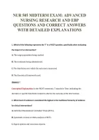 Nur 505 Midterm Exam&colon; Advanced&NewLine;Nursing Research And Ebp&NewLine;Questions And Correct Answers&NewLine;With Detailed Explanations