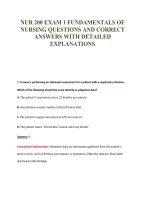 Nur 200 Exam 1 Fundamentals Of&NewLine;Nursing Questions And Correct&NewLine;Answers With Detailed&NewLine;Explanations