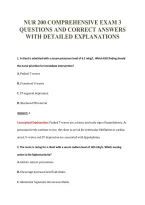 Nur 200 Comprehensive Exam 3&NewLine;Questions And Correct Answers&NewLine;With Detailed Explanations