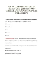 Nur 200 Comprehensive Exam&NewLine;Review Quiz Questions And&NewLine;Correct Answers With Detailed&NewLine;Explanations