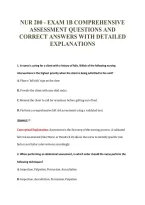 Nur 200 - Exam 1B Comprehensive&NewLine;Assessment Questions And&NewLine;Correct Answers With Detailed&NewLine;Explanations