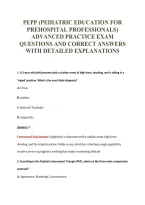 Pepp &lpar;Pediatric Education For&NewLine;Prehospital Professionals&rpar;&NewLine;Advanced Practice Exam&NewLine;Questions And Correct Answers&NewLine;With Detailed Explanations