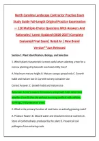 North Carolina Landscape Contractor Practice Exam&NewLine;Study Guide Full-Length Original Practice Examination&NewLine;&mdash; 120 Multiple-Choice Questions With Answers And&NewLine;Rationales&vert; Latest Updated &lpar;2026-2027&rpar; Complete&NewLine;Evaluated Final Exam&vert; Rated A&plus; &vert;New Brand&NewLine;Version