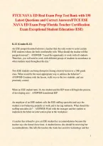 FTCE NAVA ED Real Exam Prep Test Bank with 150 Latest Questions and Correct Answers&sol;FTCE ESE NAVA ED Exam Prep&sol; Florida Teacher Certification Exam Exceptional Student Education &lpar;ESE&rpar; 