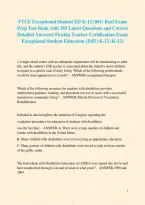 FTCE Exceptional Student ED K-12 &lpar;061&rpar; Real Exam Prep Test Bank with 385 Latest Questions and Correct Detailed Answers&sol; Florida Teacher Certification Exam Exceptional Student Education &lpar;ESE&rpar; K-12 &lpar;K-12&rpar; 