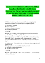 FTCE Exceptional Student Education K-12 Real Exam Prep Test Bank 2 with 300 Latest Questions and Correct Answers with Rationales &sol; Florida Teacher Certification Exam Exceptional Student Education &lpar;ESE&rpar; K-12 