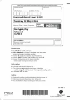 Edexcel A Level Geography Paper 1 2026
