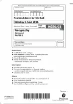 Edexcel A Level Geography Paper 3 2026