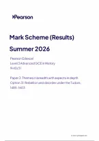 Edexcel A Level History Paper 3&colon; Themes in breadth with aspects in depth Option 31&colon; Rebellion and disorder under the Tudors&comma; 1485-1603 Mark Scheme 2026