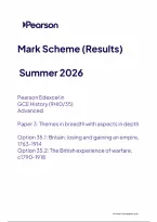 Edexcel A Level History Paper 3&colon; Themes in breadth with aspects in depth Option 35&period;1&colon; Britain&colon; losing and gaining an empire&comma; 1763-1914 Option 35&period;2&colon; The British experience of warfare&comma; c1790-1918 Mark Scheme 2026