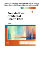 Test Bank for Foundations of Mental Health Care&comma; 9th Edition by Brittany Hunter &vert; All 33 Chapters &vert; Questions and Answers 2027
