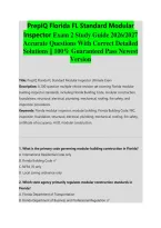 PrepIQ Florida FL Standard Modular &NewLine;Inspector Exam 2 Study Guide 2026&sol;2027 &NewLine;Accurate Questions With Correct Detailed &NewLine;Solutions &vert;&vert; 100&percnt; Guaranteed Pass Newest &NewLine;Version 