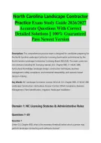 North Carolina Landscape Contractor &NewLine;Exam 2 Study Guide 2026&sol;2027 Accurate &NewLine;Questions With Correct Detailed Solutions &vert;&vert; &NewLine;100&percnt; Guaranteed Pass Newest Version 