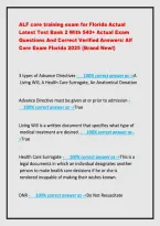 Florida ALF Core Training Exam Test Bank &lpar;2025&sol;2026&rpar; &ndash; 540&plus; Practice Questions with Verified Answers