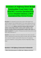 Louisiana LA Highway Street Bridge &NewLine;Construction Exam Study Guide &NewLine;2026&sol;2027 Accurate QuestionsWith &NewLine;Correct Detailed Solutions &vert;&vert; 100&percnt; &NewLine;Guaranteed Pass Newest Version 