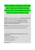 North Carolina Landscape Contractor &NewLine;Practice Exam Study Guide 2026&sol;2027 &NewLine;Accurate Questions With Correct &NewLine;Detailed Solutions &vert;&vert; 100&percnt; Guaranteed &NewLine;Pass Newest Version 