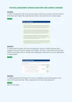 Physical Assessment Updated Questions And Correct Answers