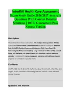 InterRAI Health Care Assessment &NewLine;Exam Study Guide 2026&sol;2027 Accurate &NewLine;Questions With Correct Detailed &NewLine;Solutions &vert;&vert; 100&percnt; Guaranteed Pass &NewLine;Newest Version 