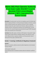 Maine &lpar;ME&rpar; Plant Operator Authority &NewLine;Exam Study Guide 2026&sol;2027 Accurate &NewLine;Questions With Correct Detailed &NewLine;Solutions &vert;&vert; 100&percnt; Guaranteed Pass &NewLine;Newest Version 