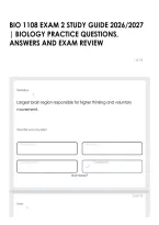Bio 1108 Exam 2 Study Guide 2026&sol;2027 &vert; Biology Practice Questions&comma; Answers And Exam Review