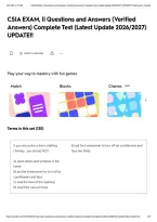 CSIA EXAM&comma; &vert;&vert; Questions and Answers &lpar;Verified Answers&rpar; Complete Test &lpar;Latest Update 2026&sol;2027&rpar; UPDATE&excl;&excl;&NewLine;