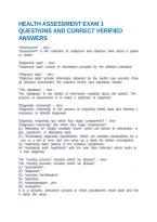 Health Assessment Exam 1 Questions And Correct Verified Answers
