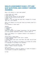 Health Assessment Exam 1- Ppt And Quiz Questions And Correct Verified Answers