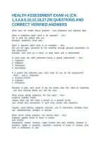 Health Assessment Exam &num;1 &lpar;Ch&period; 1&comma;3&comma;4&comma;8&comma;9&comma;10&comma;12&comma;18&comma;27&comma;29&rpar; Questions And Correct Verified Answers