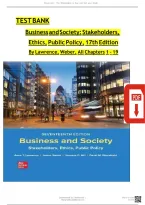 Complete Test Bank For Business And Society&colon; Stakeholders Ethics Public Policy Ise17th Edition By Anne T&period; Lawrence&comma; James Weber&NewLine;