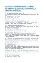 100 Item Comprehensive Nursing Exam With Questions And Correct Verified Answers