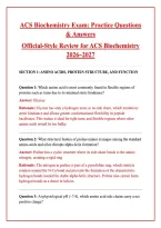 ACS Biochemistry Exam 2026&sol;2027 &ndash; 200 Practice Questions with Verified Answers & Rationales&colon; Complete A&plus; Study Guide for Amino Acids&comma; Protein Structure&comma; Enzyme Kinetics&comma; Metabolism & Molecular Biology