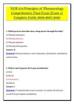 NUR 210 Principles of Pharmacology &NewLine;Comprehensive Final Exam &lpar;Exam 4&rpar; &NewLine;Complete Guide 2026-2027-2028