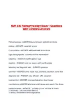NUR 330 Pathophysiology Exam 1 Questions With Complete Answers