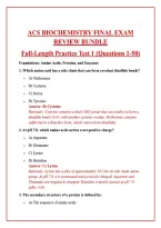ACS Biochemistry Final Exam 2026&sol;2027 &ndash; 200 Practice Questions with Verified Answers & Rationales&colon; 4 Full-Length Practice Tests for Amino Acids&comma; Protein Structure&comma; Enzyme Kinetics&comma; Metabolism & Molecular Biology