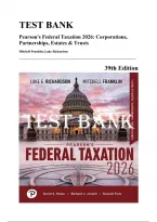 Test Bank &mdash; Pearson's Federal Taxation 2026 Corporations&comma; Partnerships&comma; Estates & Trusts&comma; 39th Edition &lpar;Franklin & Richardson&comma; 2025&rpar; &vert; All Chapters 1-15 Covered&NewLine;