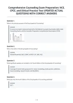 Comprehensive Counseling Exam Preparation&colon; NCE&comma;&NewLine;CPCE&comma; and Ethical Practice Test UPDATED ACTUAL&NewLine;QUESTIONS WITH CORRECT ANSWERS