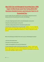 Wgu D101 Cost and Managerial Accounting Exam&colon; 100&percnt; &NewLine;Expert Verified Study Guide Real Testing 2026&vert;2027 &NewLine;Questions Detailed Answers and Instructor Note For A&plus; &NewLine;Guaranteed Pass 