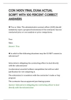 Con 1400V Final Exam Actual&NewLine;Script With 100 Percent Correct&NewLine;Answers
