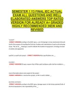 Semester 1 Y3 Final Iec Actual &NewLine;Exam All Questions And Well &NewLine;Elaborated Answers Top Rated &NewLine;Version For Already A&plus; Graded &NewLine;Highly Recommended &vert;New And &NewLine;Revised 