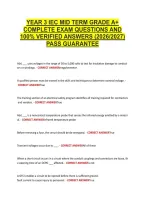 Year 3 Iec Mid Term Grade A&plus; &NewLine;Complete Exam Questions And &NewLine;100&percnt; Verified Answers &lpar;2026&sol;2027&rpar; &NewLine;Pass Guarantee 