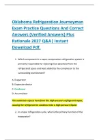 Oklahoma Refrigeration Journeyman &NewLine;Exam Practice Questions And Correct &NewLine;Answers &lpar;Verified Answers&rpar; Plus &NewLine;Rationale 2027 Q&A&vert; Instant &NewLine;Download Pdf&period; 