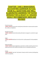 Chapter 1 And 2 Managerial &NewLine;Accounting Garrison Actual &NewLine;Exam All Questions And Well &NewLine;Elaborated Answers Top Rated &NewLine;Version For Already A&plus; Graded &NewLine;Highly Recommended &vert;New And &NewLine;Revised 