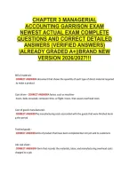 Chapter 3 Managerial &NewLine;Accounting Garrison Exam &NewLine;Newest Actual Exam Complete &NewLine;Questions And Correct Detailed &NewLine;Answers &lpar;Verified Answers&rpar; &NewLine;&vert;Already Graded A&plus;&vert;&vert;Brand New &NewLine;Version 2026&sol;2027&excl;&excl;&excl;